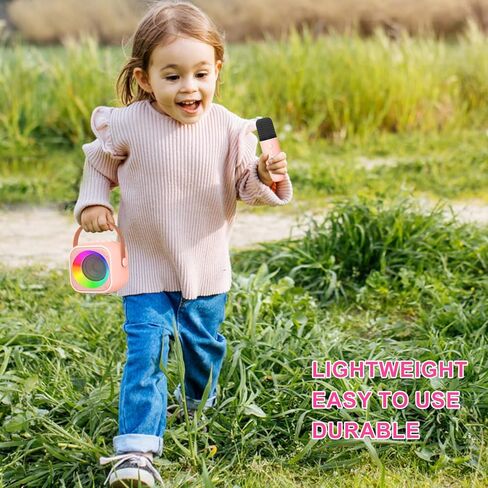 آلة كاريوكي للأطفال مع ميكروفونات ومصابيح LED، مكبر صوت بلوتوث صغير محمول لحفلات عيد الميلاد العائلية المنزلية، هدايا مثالية للبالغين والفتيات والأولاد، للأعمار 4، 5، 6، 7، 8، 9، 10، 12+ in Kuwait