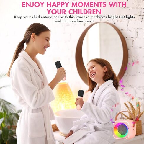 آلة كاريوكي للأطفال مع ميكروفونات ومصابيح LED، مكبر صوت بلوتوث صغير محمول لحفلات عيد الميلاد العائلية المنزلية، هدايا مثالية للبالغين والفتيات والأولاد، للأعمار 4، 5، 6، 7، 8، 9، 10، 12+ in Kuwait