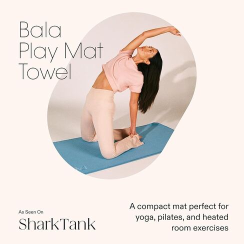 منشفة Bala Play Mat - منشفة غير قابلة للانزلاق مصممة لليوجا وحصيرة البيلاتس والتدريب الأساسي والمزيد - تناسب بساط التمرين - ملحقات اللياقة البدنية - مقاس 71.4 بوصة × 26.5 بوصة - أحمر الخدود in Kuwait
