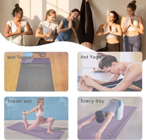 Non-Slip Yoga Mat Towel – Perfect for Hot Yoga, Pilates – Quick Drying, Reversible Use, Ultra-Absorbent, 72 Inches, Blue in Saudi Arabia