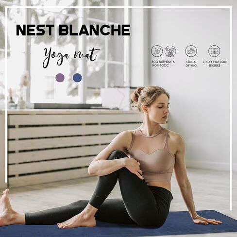 Non-Slip Yoga Mat Towel – Perfect for Hot Yoga, Pilates – Quick Drying, Reversible Use, Ultra-Absorbent, 72 Inches, Blue in Saudi Arabia