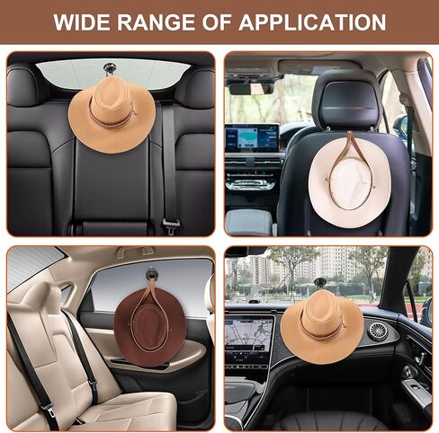 حامل قبعة رعاة البقر لحامل الشاحنة - حافظ على قبعة رعاة البقر الخاصة بك آمنة أثناء القيادة مع حامل القبعة للشاحنة - حامل قبعة رعاة البقر المثالي للالتقاط مع أكواب شفط قوية وحبل من الجلد الطبيعي in Kuwait