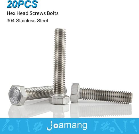 M6 x 30mm Hex Head Screw Bolt, 304 Stainless Steel(A2-70), Bright Finish, Fully Threaded, Hexagon Head Bolts, Quantity 25 in Saudi Arabia
