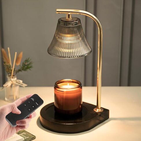 مصباح تدفئة الشموع مع جهاز تحكم عن بعد، مصباح شموع كهربائي قابل للتعتيم لشمعة الجرة، هدايا عيد الأم للأم، مصباح شمع زجاجي لشمعة معطرة، أسود in Kuwait