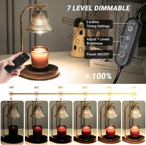 مصباح تدفئة الشموع مع جهاز تحكم عن بعد، مصباح شموع كهربائي قابل للتعتيم لشمعة الجرة، هدايا عيد الأم للأم، مصباح شمع زجاجي لشمعة معطرة، أسود in Kuwait