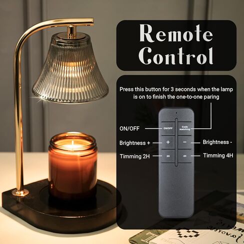 مصباح تدفئة الشموع مع جهاز تحكم عن بعد، مصباح شموع كهربائي قابل للتعتيم لشمعة الجرة، هدايا عيد الأم للأم، مصباح شمع زجاجي لشمعة معطرة، أسود in Kuwait