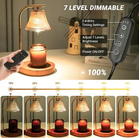 Candle Warmer Lamp with Remote, Dimmable Electric Candle Lamp Warmer for Jar Candle, Mothers Day Gifts for Mom, Glass Candle Melter Lamp for Scented Candle, Black in Saudi Arabia