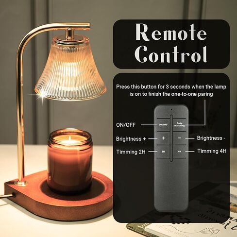 Candle Warmer Lamp with Remote, Dimmable Electric Candle Lamp Warmer for Jar Candle, Mothers Day Gifts for Mom, Glass Candle Melter Lamp for Scented Candle, Black in Saudi Arabia
