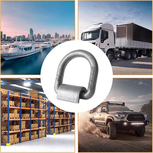 JTZFD 6 قطع 1/2 حلقة على شكل حرف D ملحومة مع مشابك لحام، مرساة ربط للمقطورة على شكل حرف D لشاحنة البضائع، تحميل كسر المقطورة 12000 رطل in Kuwait