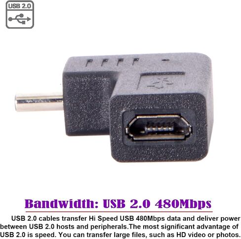 Cablecc 90 Degree Right Angled Micro USB 2.0 OTG Host Adapter with USB Power for Galaxy S3 S4 S5 Note2 Note3 Cell Phone & Tablet in Saudi Arabia