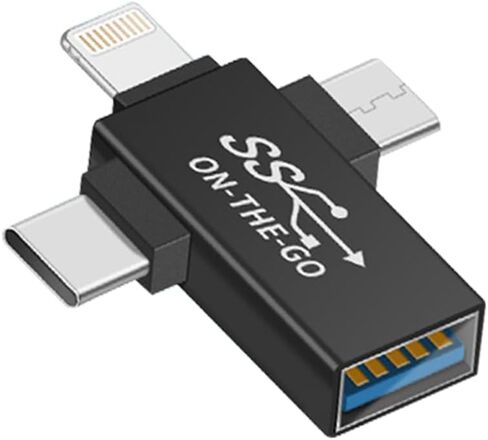 محول JORINDO Micro USB+TypeC+Lightning إلى usb3.0.3 في 1 USB C/iOS/Micro USB إلى USB 3.0 OTG محول لمزامنة البيانات، مناسب للهواتف المحمولة وأقراص الكمبيوتر المحمول U، إلخ. in Kuwait