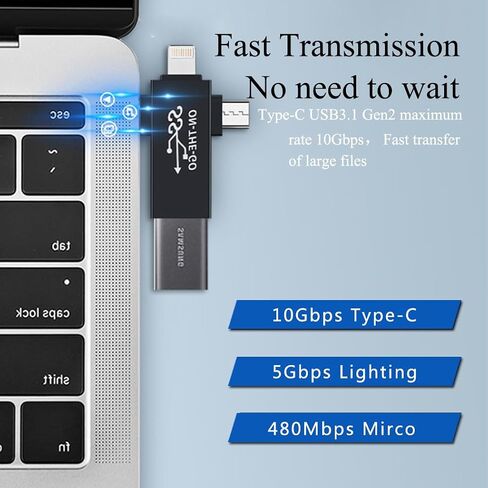 محول JORINDO Micro USB+TypeC+Lightning إلى usb3.0.3 في 1 USB C/iOS/Micro USB إلى USB 3.0 OTG محول لمزامنة البيانات، مناسب للهواتف المحمولة وأقراص الكمبيوتر المحمول U، إلخ. in Kuwait