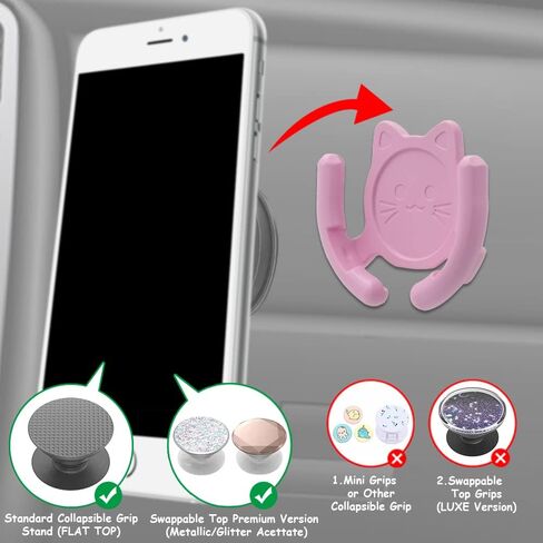 حامل متعدد الأسطح للسيارة، حزمة واحدة متوافقة مع حامل قبضة Popsocket لجهاز Pop Mount، ملحقات دعم مكتب المنزل والمكتب، حامل جداري للقطط اللطيفة، وسادة لاصقة قوية، أسود in Saudi Arabia