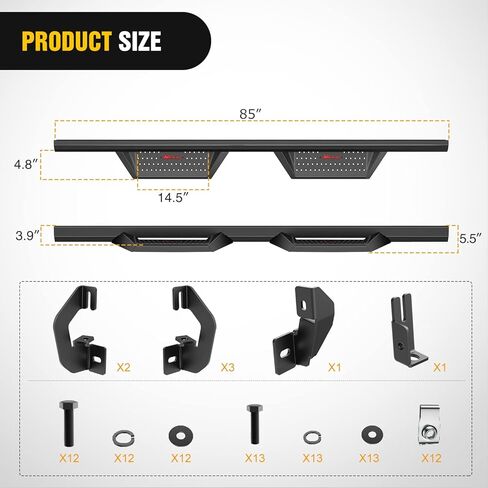 لوحات تشغيل Nilight لعام 2015 2016 2017 2018 2019 2020 2021 2022 2023 2024 Chevy Colorado/GMC Canyon Crew Cab مزدوجة المرحلة مطلية بمسحوق قضبان Nerf ذات خطوات جانبية مقاومة للانزلاق، ضمان لمدة عامين in Kuwait