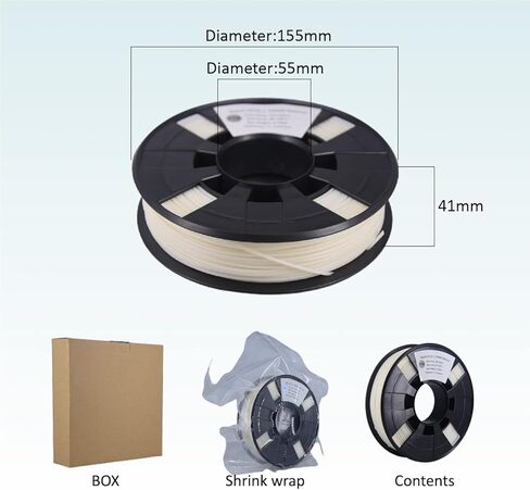 YXPOLYER PA6 خيوط زجاجية معززة (ألياف زجاجية مقطعة)، خيوط طابعة ثلاثية الأبعاد 1.75 مم، خيوط طباعة ثلاثية الأبعاد هندسية من النايلون 6، قوة الشد تزيد بنسبة 20%، بكرة 250 جم، أبيض طبيعي in Kuwait