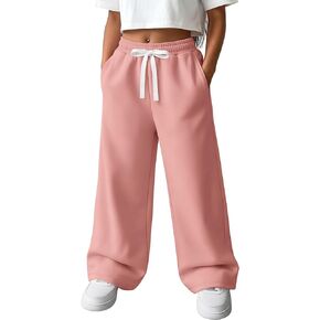 Toddler Girls' Wide Leg Sweatpants Cotton Drawstring Pants Baggy Jogger Trousers with Pockets 18M-5T in Kuwait