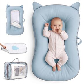 Comfortable and Breathable Baby Lounger | Breathable Soft Tummy Time Mat, Machine Washable, Bionic Design for Supervised Awake Time, Portable for Home and Travel in Kuwait