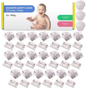 Magnetic Cabinet Locks for Babies, Child Safety Locks, 12 Pack | Baby Proof Cabinet and Drawer Locks, Hidden Safety Locks for Bath & Kitchen Cabinets, Easy No-Drill Install, 2 Keys in Kuwait