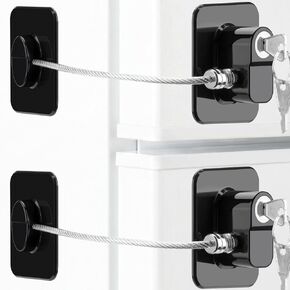 Refrigerator Lock, 2 Pack Upgraded Fridge Lock for Freezer, Cabinet, Drawer, Air Fryer, Closet, Window, Door, Premium ABS Material with Adhesive Backing, No Tools Need or Drill, Black in Kuwait