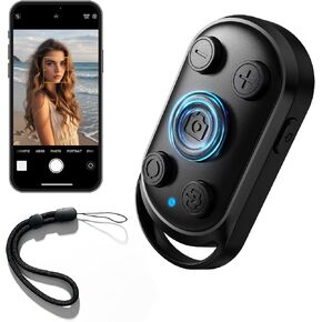 duskeep Bluetooth Camera Remote Shutter with Zoom for iPhone Android, Vlogs | Selfies and travel, photo/video remote control, front/rear switch, USB-C charging, lightweight design, adjustable wrist strap in Kuwait