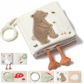let's make Soft Baby Book, Sensory Crinkle Cloth Books for Babies 0-6 6-12 Months, Animal Tummy Time Toys with Baby Mirror & Squeaker, Touch and Feel Travel Stroller Toy, Newborn Gift Baby Shower in Saudi Arabia