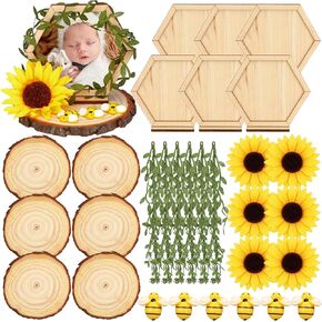 Bucherry 6 Sets Bee Honeycomb Picture Frames Bee Baby Shower Table Decorations Include 6 Wooden Photo Frame with Base 6 Artificial Sunflower 1 Vine 18 Honeybees Decor for Birthday Nursery Living Room in Kuwait