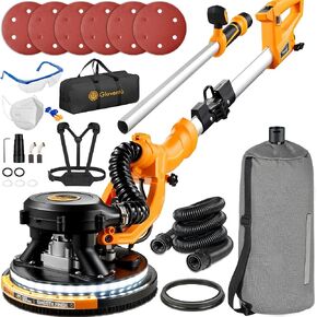 Dustless Electric Drywall Vacuum Sander, 950W 8.5A for Ceiling/Wall | 99.5% Dust Collection, 800-2100RPM, 26' Cord, Extendable Pole, Labor-Saving Strap, LED Light for Popcorn Ceiling, Corner in Kuwait