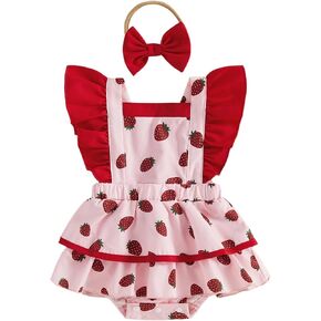 Baby Girl Romper Dress Watermelon Outfit Ruffle Sleeveless Backless Bodysuit Tutu Dress Headbands Set Summer Clothes in Kuwait