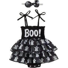 Halloween Baby Girl Outfit Infant Pumpkin Tutu Tulle Romper Dress | Baby Girl Smocked Clothes, Baby Pumpkin Outfit, Newborn Girl Halloween Dress, Toddler Tutu Dresses For 0 3 6 12 18 Months in Kuwait
