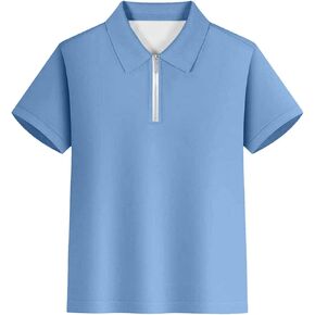Polo Shirts for Boys Short Sleeve Half Zip School Uniform Shirts | Solid Color, Breathable Mesh Fabric, Casual Golf Tops for Back to School & Daily Wear 3-14 Years in Kuwait