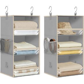 STORAGE MANIAC 6-Shelf Hanging Closet Organizer and Storage, 2 Separable 3-Shelf Haning Organizers for Closet, Collapsible Hanging Shelves Wardrobe Organization, College Dorm Room, Nursery, Beige in Kuwait