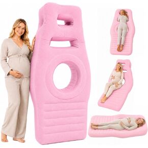 Inflatable Pregnancy Pillow, Newly Upgraded Multi-Functional Pregnant Woman's Abdominal Hole Full Body Inflatable Bed attress, Waterproof Prone Floating Bed for Pregnant Women (Khaki) in Kuwait