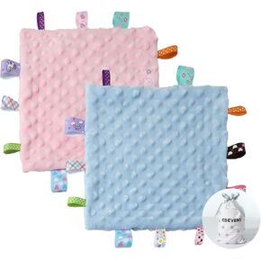 CREVENT Security Blanket for Babies, Soft Baby Lovey Comforter, Sensory Plush Blanket for Baby Girls, Calming Sleep Companion, 10" x 10" Pink in Saudi Arabia