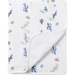 CREVENT 40''X40'' 100% Organic Cotton Muslin Baby Blanket for Newborns, Essential for Baby Shower Birthday Gift - Flower 100X100cm in Kuwait