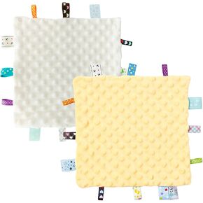 CREVENT Tag Security Blankets for Babies, Soft Small Loveys for Girls, Baby Comforter Sensory Blanket, Great Gifts for Birthday Baby Shower 10"X10" (Purple+Pink Tag, Crib) in Kuwait