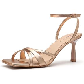 Women's Heeled Sandals Square Open Toe Strappy Heels Wedding Party | Stiletto Heels with Ankle Strap Night Out Prom Graduation Dress Shoes in Saudi Arabia