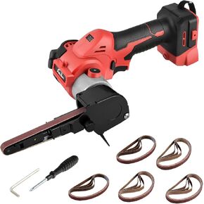 Cordless Belt Sander Compatible with Milwaukee 18V Battery | Battery not included, 360° rotatable head, brushless motor, 5600 FPM variable speed, 20 sanding belts for metal and wood in Kuwait