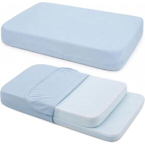 Adjustable Kids Pillow Memory Foam 3 Heights, Cool Nylon, Blue 13x22 | 3 Adjustable Heights Ages 1-6, Ergonomic Spine Support, Cooling Breathable, Hypoallergenic, Envelope Closure No Zipper in Kuwait
