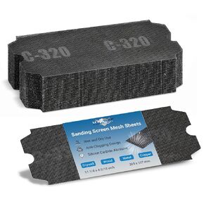 20Pcs 4-3/16"x11-1/4 Drywall Sanding Screen, 60-320 Grit Mesh Sandpaper | Silicon Carbide, Open Mesh Design, Anti-Clog, Wet & Dry Sanding, Dual-Sided Usable, Fits Hand Sanding Blocks, Wall Repairing in Kuwait