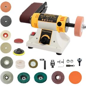 750W Jewelry Bench Polisher and Buffer Machine with Drill Chuck, Variable Speed Belt Sander & Rock Polisher, Professional Bench Grinder for Metal, Wood, Jade, Knives and Jewelry Crafting in Saudi Arabia