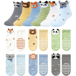 Baby Toddler Socks for Boys Girls,6-12 Months Cute Animal Slipper Socks Gift Set for Kids in Kuwait
