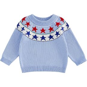 Karwuiio Toddler Baby Boy Girl American Flag Sweater USA Star Knit Pullover Patriotic Memorial Day 4th of July Outfit in Kuwait