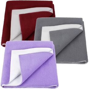 Anti-Piling Quick Dry & Absorbent Sheet Polycotton Baby Bed Protecting Waterproof Mat (Violet, Grey, Maroon, Small (70 x 50cm), Pack of 3) in Kuwait