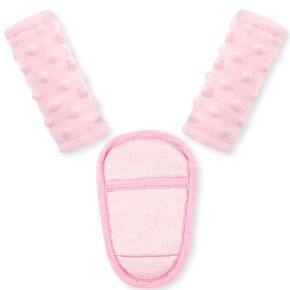 Baby Car Seat Strap Pads Suit, 3 Pieces Soft Car Seat Strap Shoulder Covers for Baby Infant Toddler, Double-Sided Car Seat Belt Covers for Stroller, Pushchair, Baby Swing, Pink in Saudi Arabia