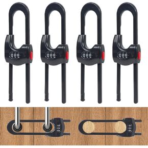 4 Pack Cabinet Locks Baby Proofing Upgrade Child Proof Cabinet Lock Adjustable U-Shaped Code Locks Sliding Cabinet Door Lock Latches Set for Cupboard Knob Handle Drawers Closet (Black) in Saudi Arabia