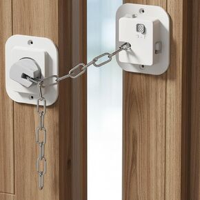 Yeya Child Proof Door Lock Latch with Adjustable, 2 Pack | Window Guards for Children & Dogs, Sliding Door Safety Strap Locks, For Baby, Dementia & Pets in Kuwait