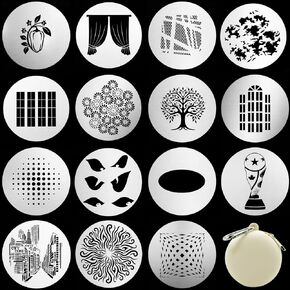66mm (M-Size) Optical Snoot Gobos Kit, 15-Piece Metal Pattern Inserts Compatible with Godox BFP/Westcott/Neewer LS-38, Creative Lighting Backgrounds for Cinematic Portraits & Livestreaming in Kuwait