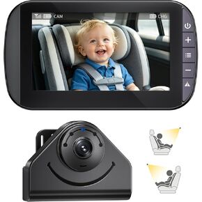 Wireless Baby Car Camera Monitor – 1080P HD Rear Seat Camera, 4.3" IPS Screen, 120° Wide Angle, IR-Cut Night Vision, USB & Battery Powered Plug and Play, for New Parents Infant Toddler Safety Driving in Kuwait