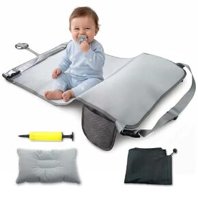 Toddler Airplane Bed, Grey | Airplane Travel Essentials, Plane Seat Extender for Kids, Portable Plane Travel Bed, For Long Flight Flying in Kuwait