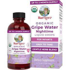 MARYRUTH'S USDA Organic Nighttime Gripe Water for Babies Herbal Blend for Little Tummies | Baby Essentials | Ages 0+ | Ginger Root | Lemon Balm | Fennel Seed | Vegan | 4 oz | 30-60 Servings in Saudi Arabia